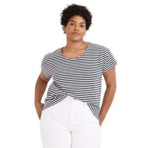 Madewell XL Top Organic Cotton Lyndale Oversized Tee‎ Classic Indigo Blue 1298